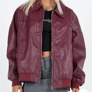 Red faux leather jacket